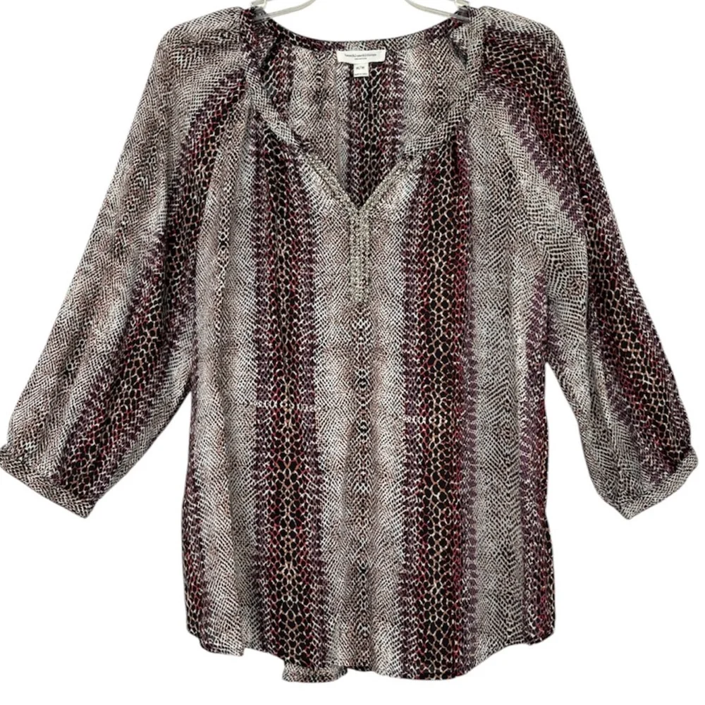 Beachlunchlounge Animal Print Blouse Silky Lightweight 100% Viscose Size Medium
